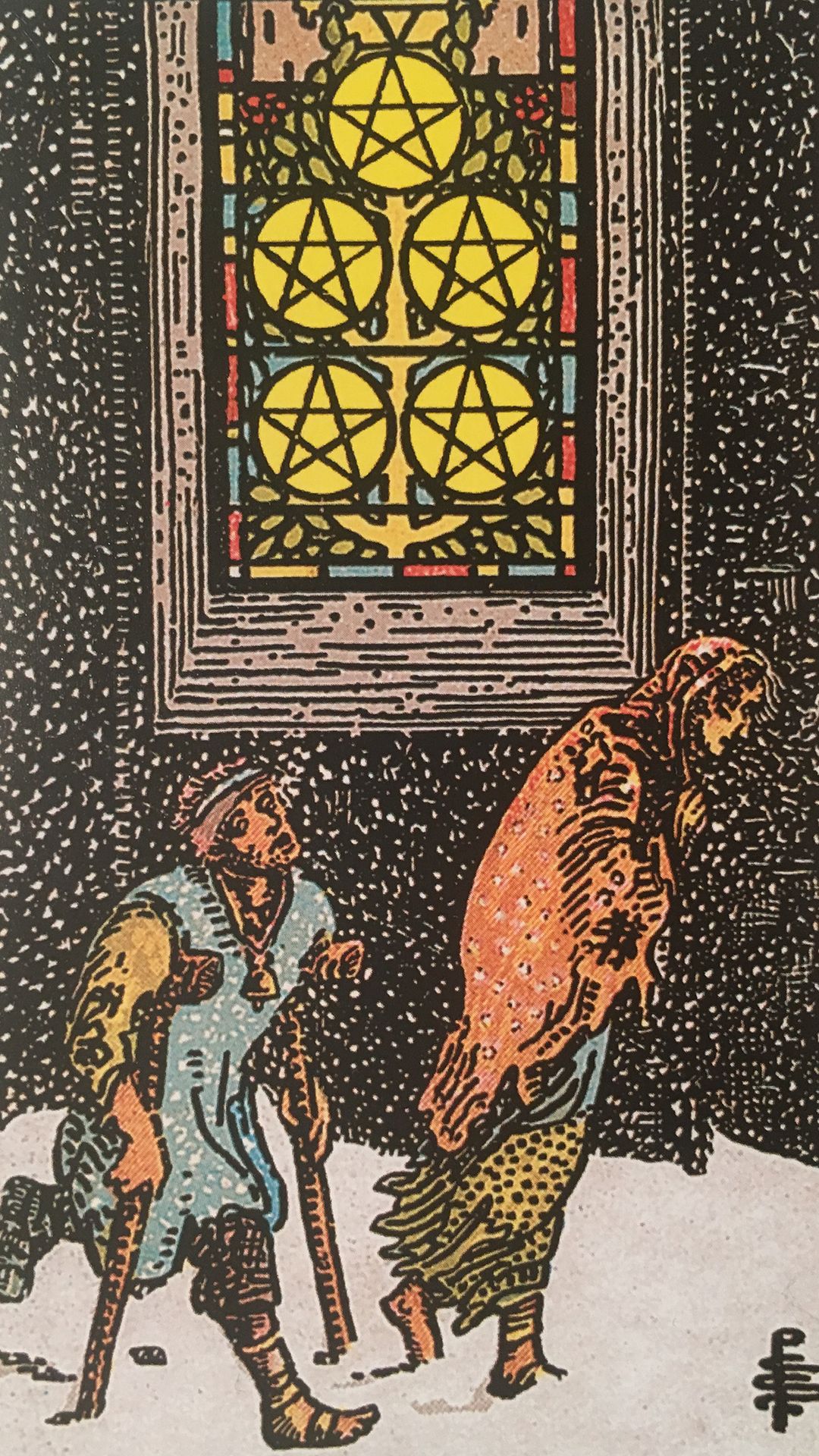 Significado de la carta del tarot Cinco de Oros