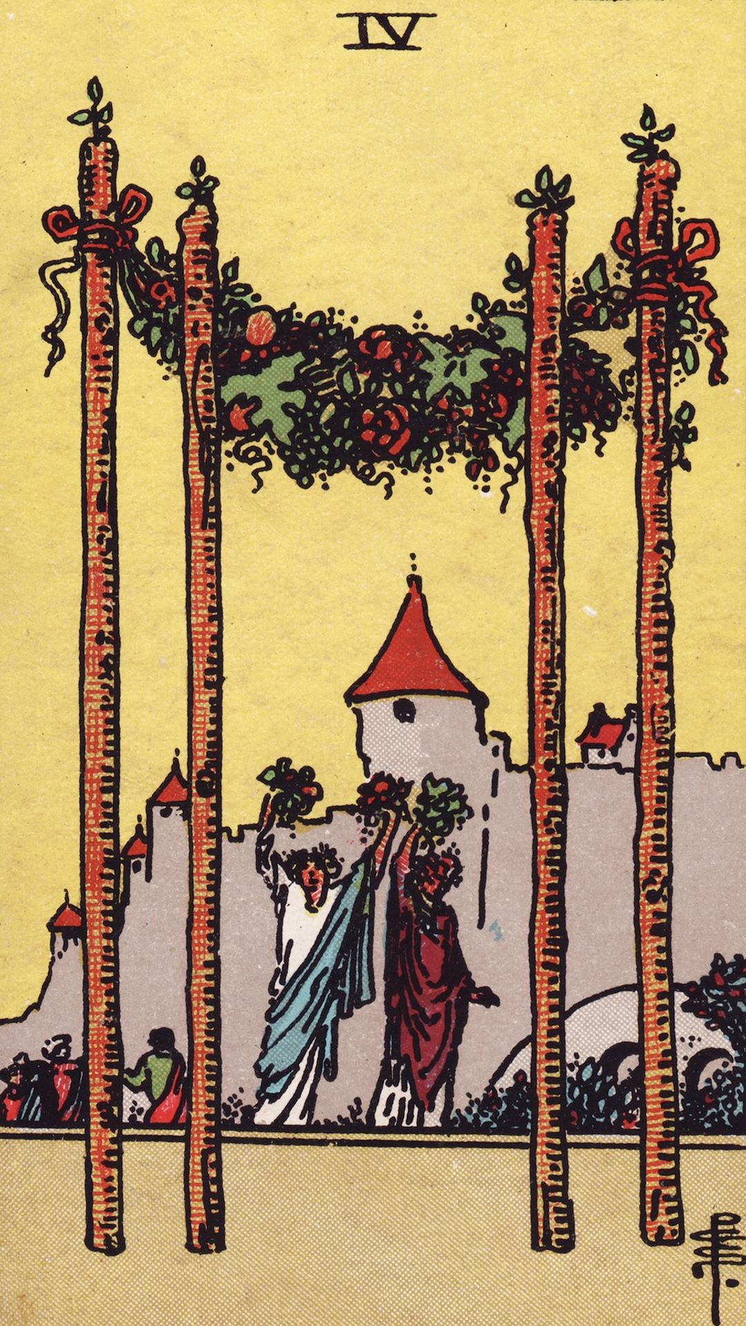 Significado de la carta del tarot Cuatro de Bastos