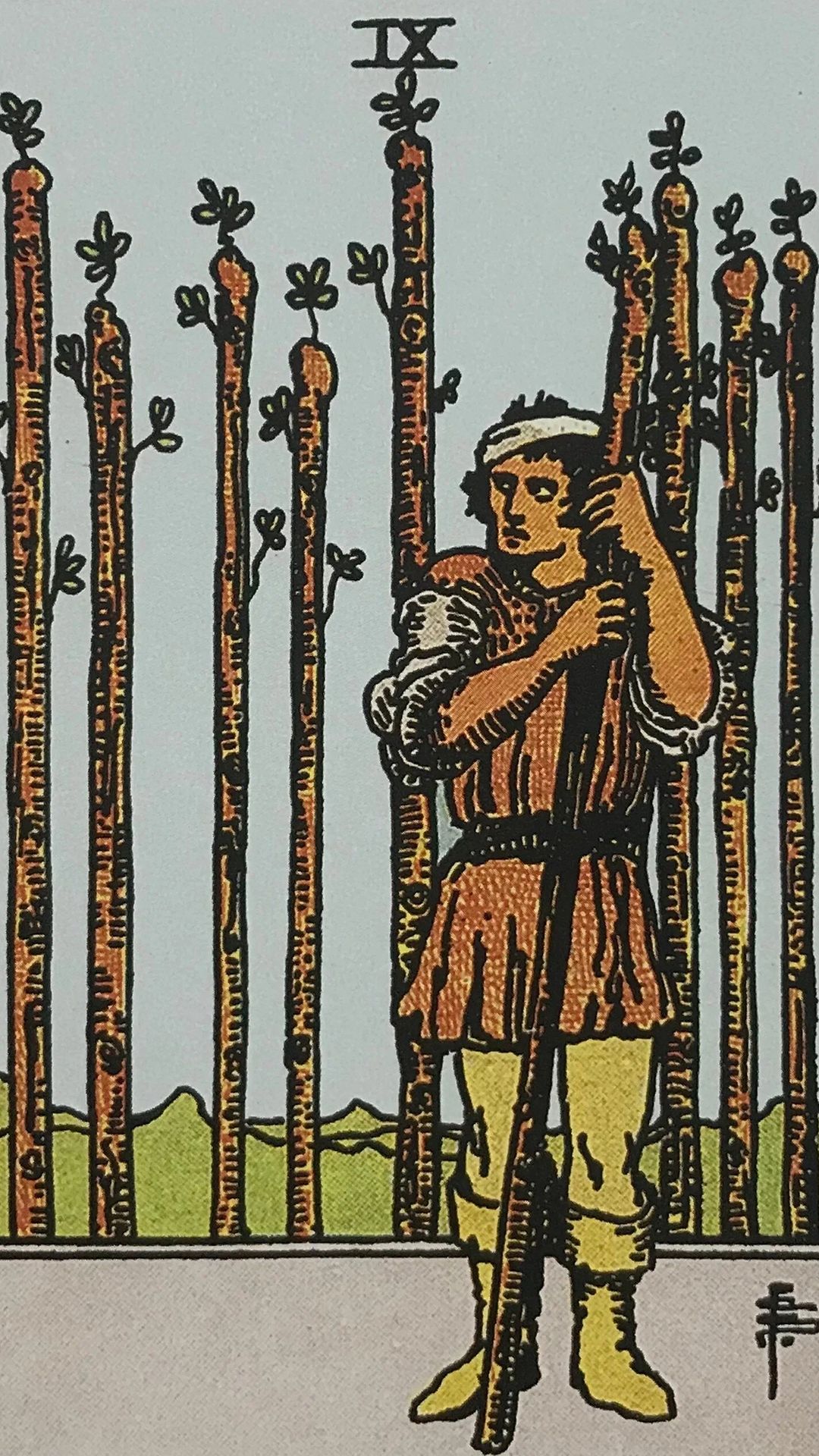 Significado de la carta del tarot Nueve de Bastos