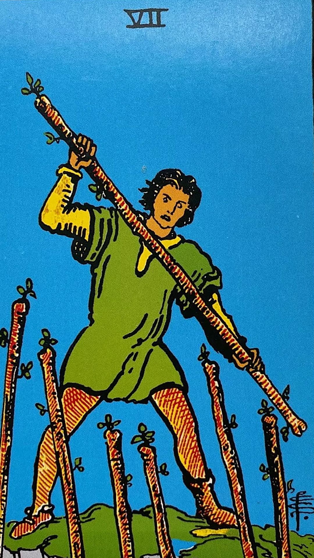 Significado de la carta del tarot Siete de Bastos