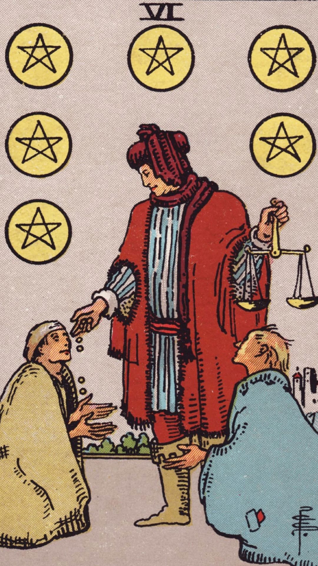Significado de la carta del tarot Seis de Oros