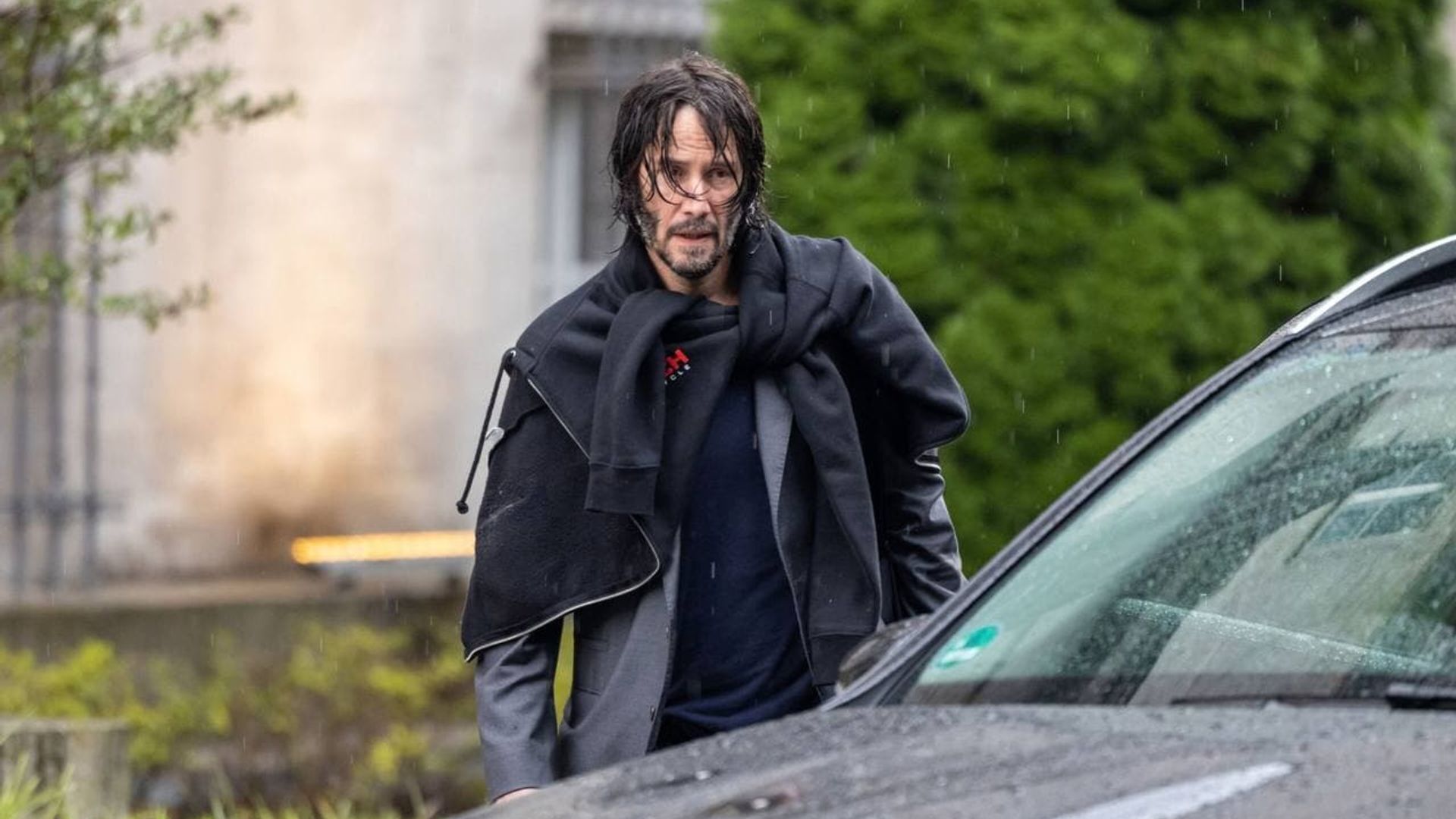 Keanu Reeves en el set de la cuarta 'John Wick'