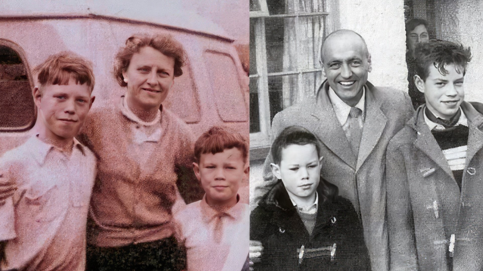 Mick Jagger con sus padres y su hermano menor