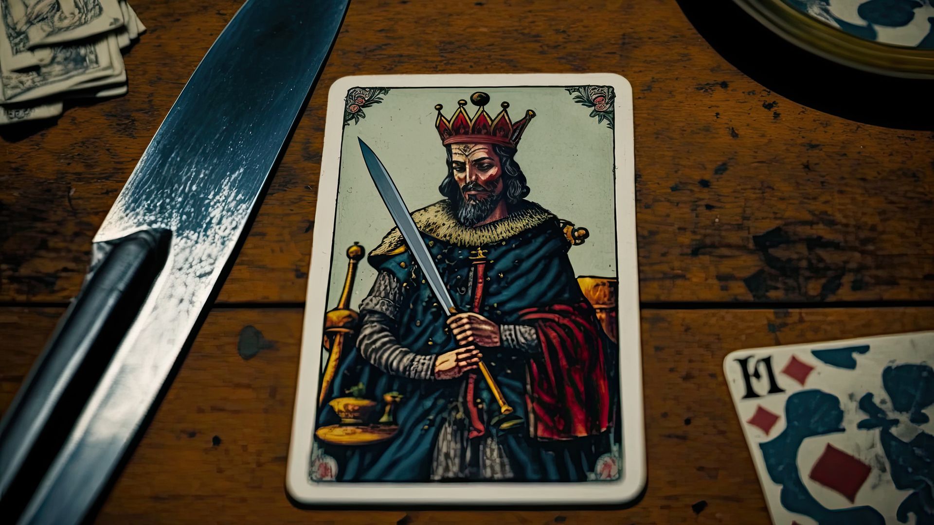 El Rey de Espadas invertido en el amor indica el desapego del socio