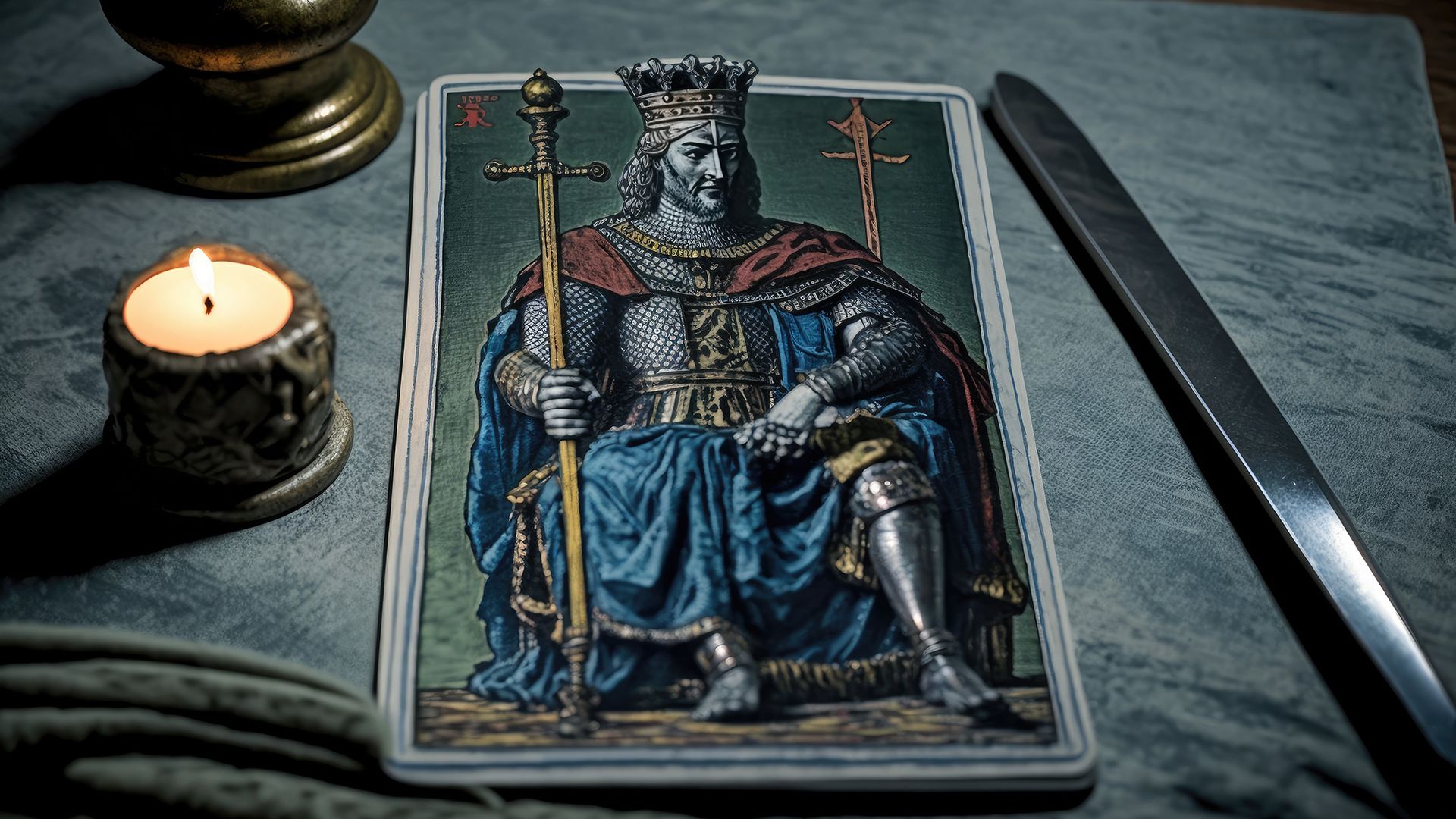 La carta del Rey de Espadas representa a una persona autoritaria y de estatus