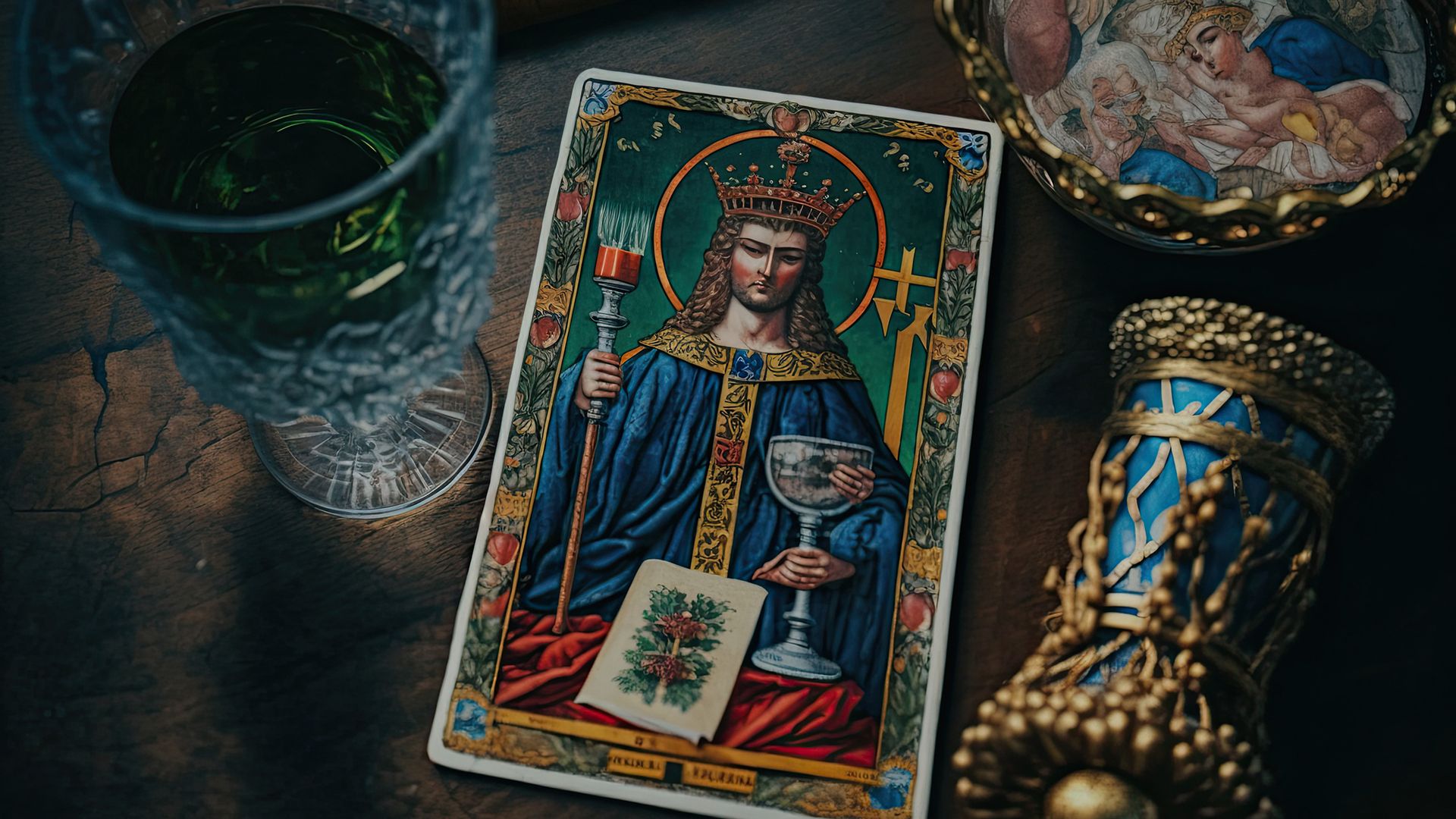 La aparición del Rey de Copas en una lectura de amor indica el florecimiento de los sentimientos