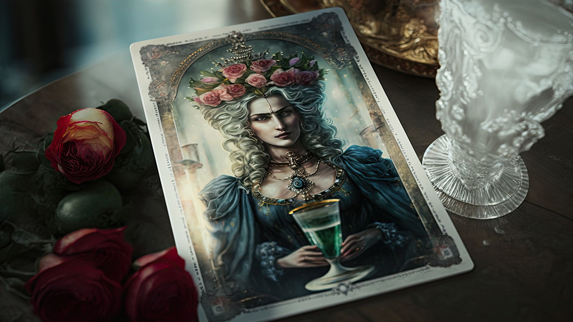 La carta de la Reina de Copas simboliza el ámbito sensual de la vida