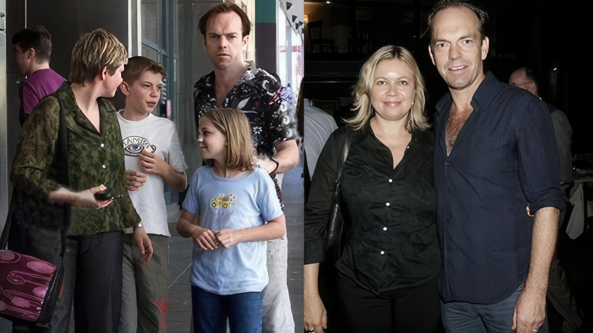 Hugo Weaving con su esposa e hijos