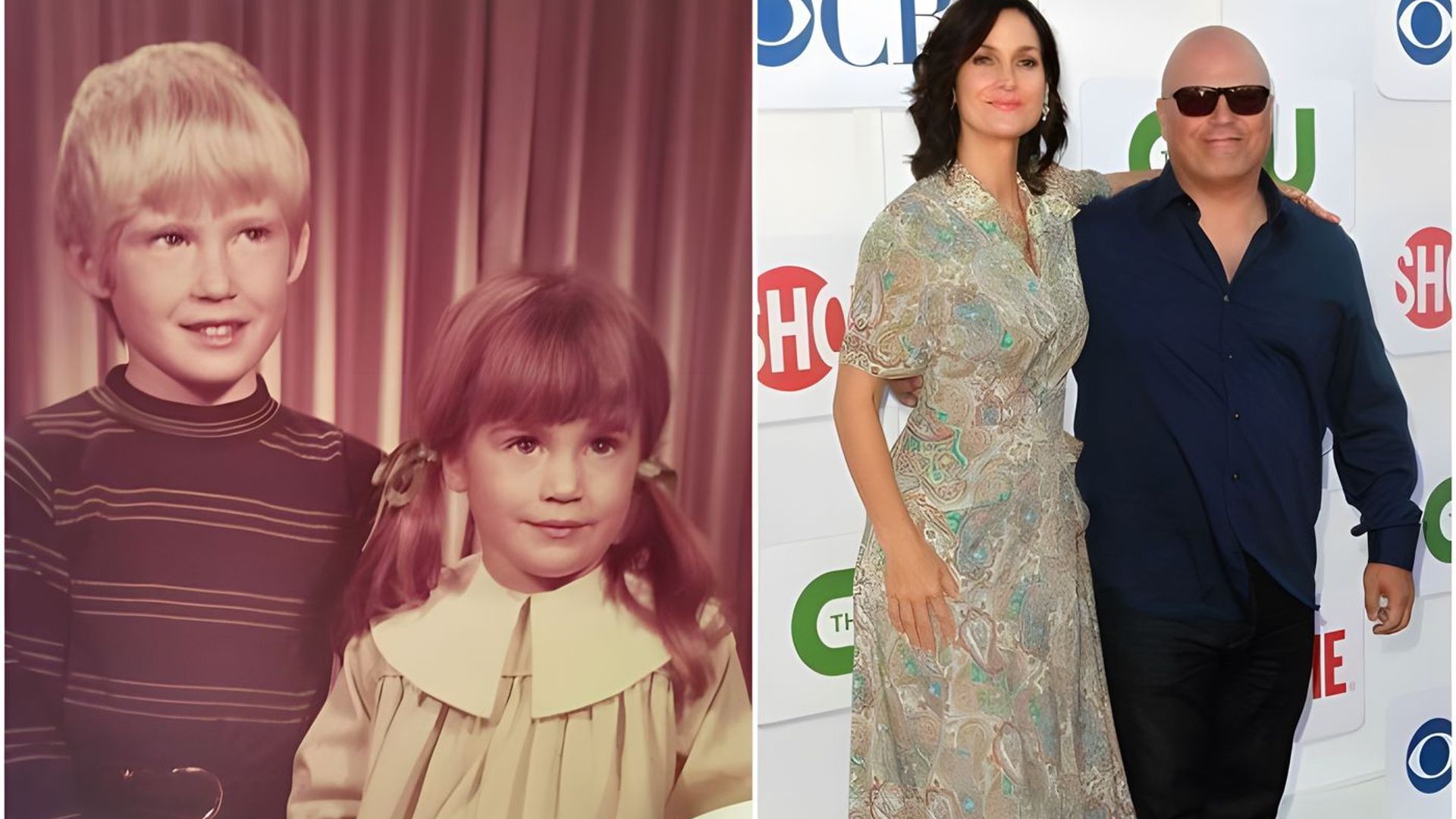 Carrie-Anne Moss y su hermano Brooke de niños y ahora