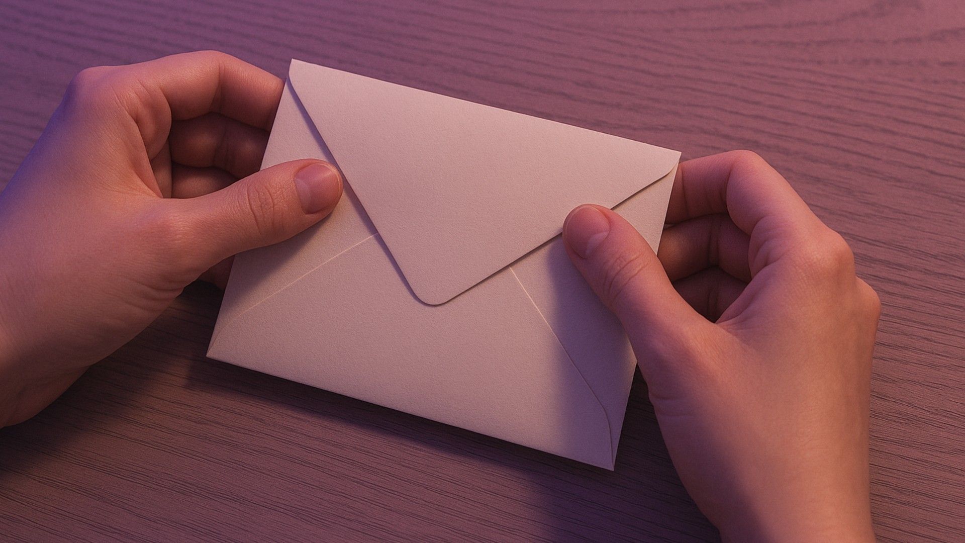 Una carta en un sobre — una persona lo sella cuidadosamente