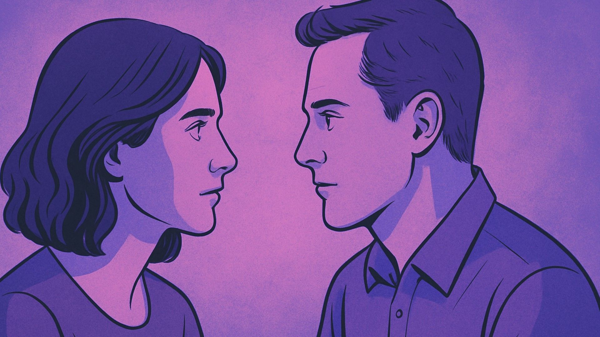Dos personas mirándose a los ojos, sin máscaras ni evasiones, con expresiones claras y sinceras